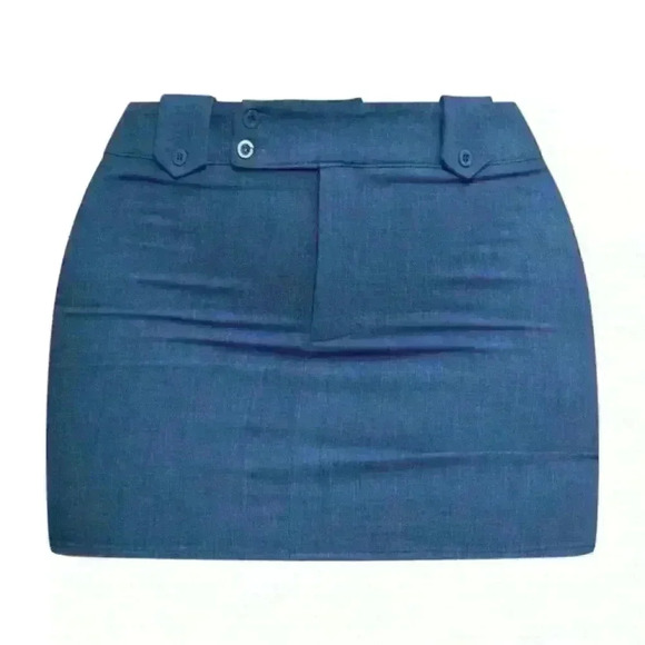 NWT Pretty Little Thing Shape  Blue Woven Micro Mini Skirt - Picture 1 of 10